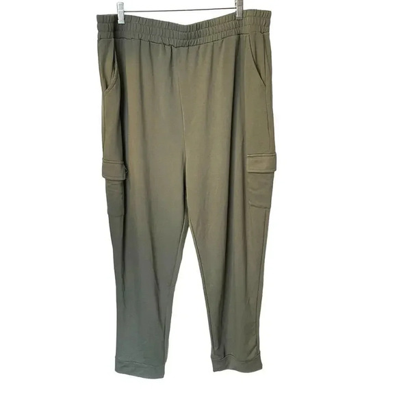 Como Blu Khaki Pull On Joggers Pants Women Plus Size 2X Pockets Stretch Comfort - Picture 1 of 6